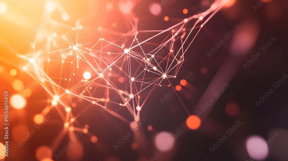Poster abstract network of interconnected lines and glowing dots