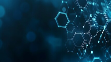 Fototapeta premium Abstract Blue Hexagonal Pattern with Glowing Nodes
