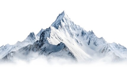 Snowy Mountains peaks separated on white background.