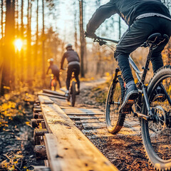 Naklejka premium Adrenaline on fall bike trails