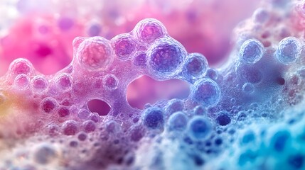 Detailed comparison of young and aged skin cells under a microscope, focusing on moisture retention, less visible wrinkles, skincare and beauty