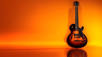 Electric Guitar on Orange Background. illustration abstract art background for presentations and wallpaper 