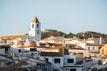 Pueblo de Calella de Palafrugell con el Campanario, Costa Brava, Cataluña