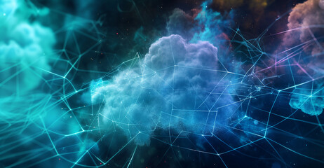 Glowing cloud network abstract