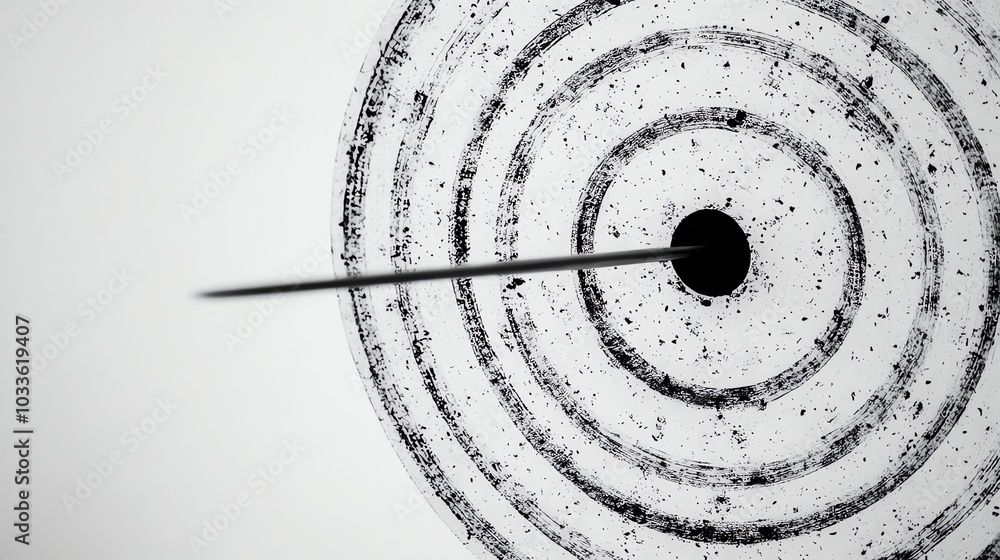 Poster a dart in the center of a target.