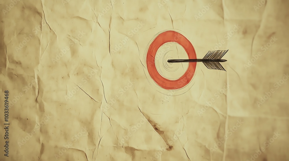 Poster a simple drawing of a target with an arrow in the center.