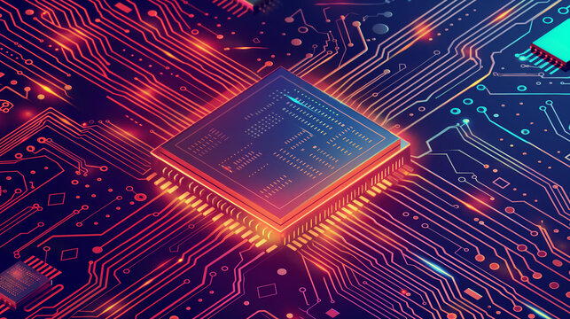 Vector Microchip Technology Art, advanced semiconductors, next generation chips, nanometer processors, ai accelerator chip, quantum inspired chip, neuromorphic processor, edge computing chip, semicond