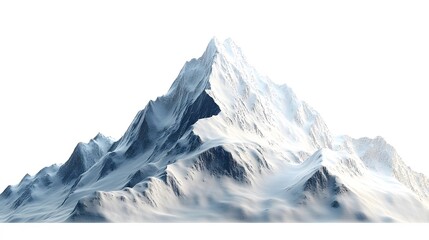 Fototapeta premium Snowy Mountains peaks separated on white background.