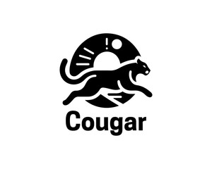 Black Cougar logo vector. Silhouette simple. Flat style. Cartoon Cougar logo.Animal logotype concept.  © Mamun360