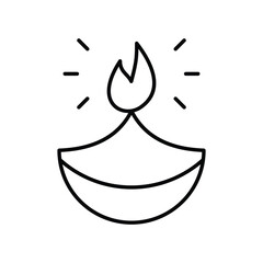 Diwali line icon with white background vector stock illustration