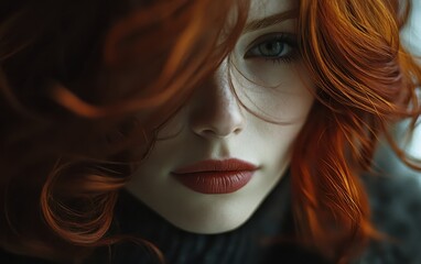 Intriguing Portrait of a Woman with Red Hair
