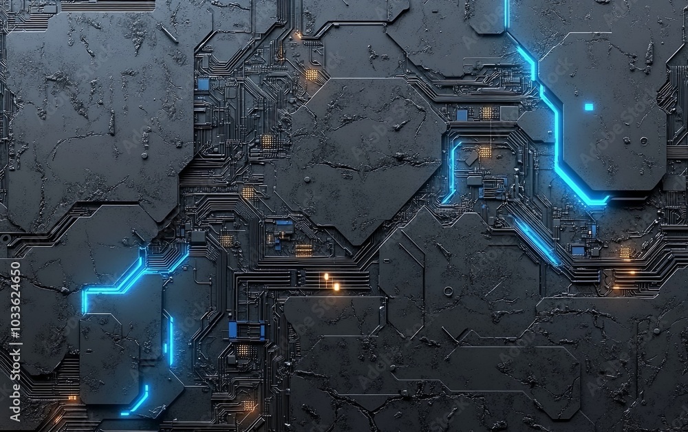 Aufkleber abstract tech background with circuit patterns and glowing elements for digital designs.
