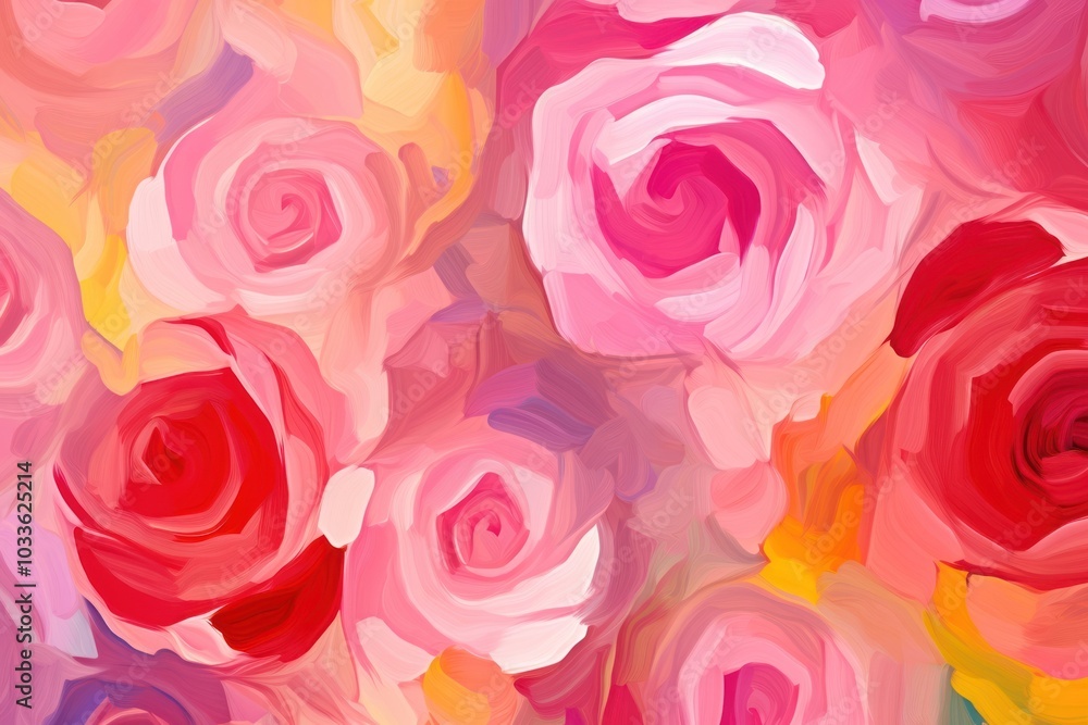 Sticker Abstract roses pattern painting backgrounds flower.