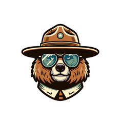 Californian bear with grasses in the ranger hat