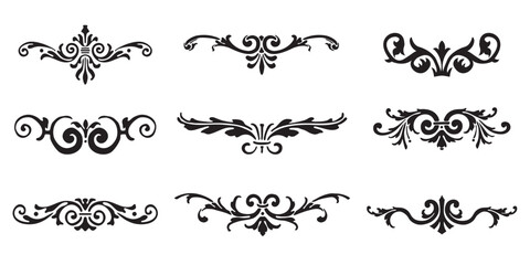 Set of decorative dividers elements. Vintage calligraphy collection