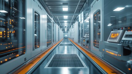 Fototapeta premium Automated Production Line with Battery Packs