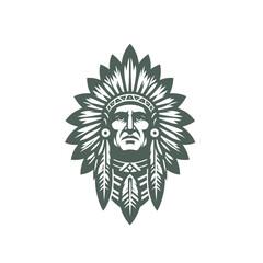 Fototapeta premium Indian chief monochrome isolated vector illustration