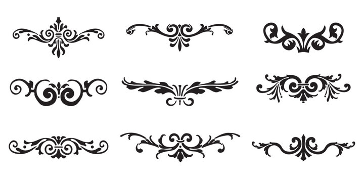 Set of decorative dividers elements. Vintage calligraphy collection