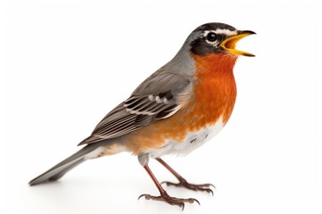 Robin bird animal beak white background.