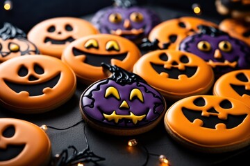 Obraz premium Halloween icing dessert cookie.