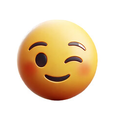 Naklejka premium Winking Face 3D Emoji with Playful Expression on Transparent Background