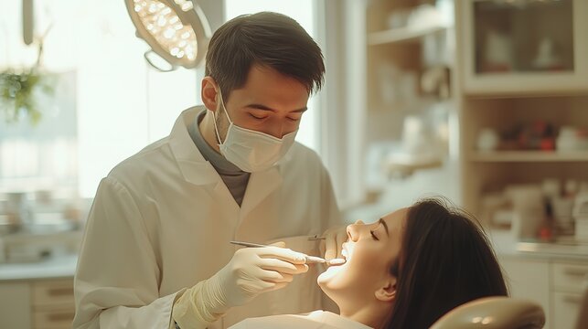 Dentist Carrying Out a Dental Procedure on a Patient