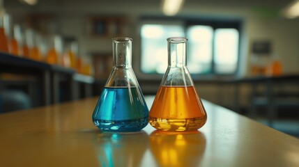 Two Flasks in a Lab Setting
