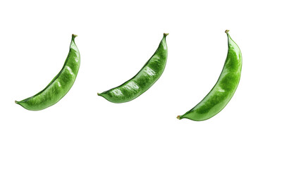 green bean falling on transparent background