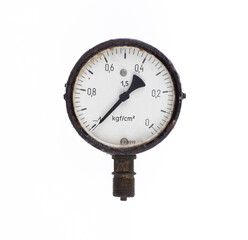 vintage pressure gauge isolated on white background