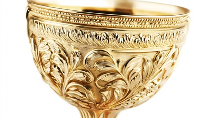 gold trophy cup on white. 