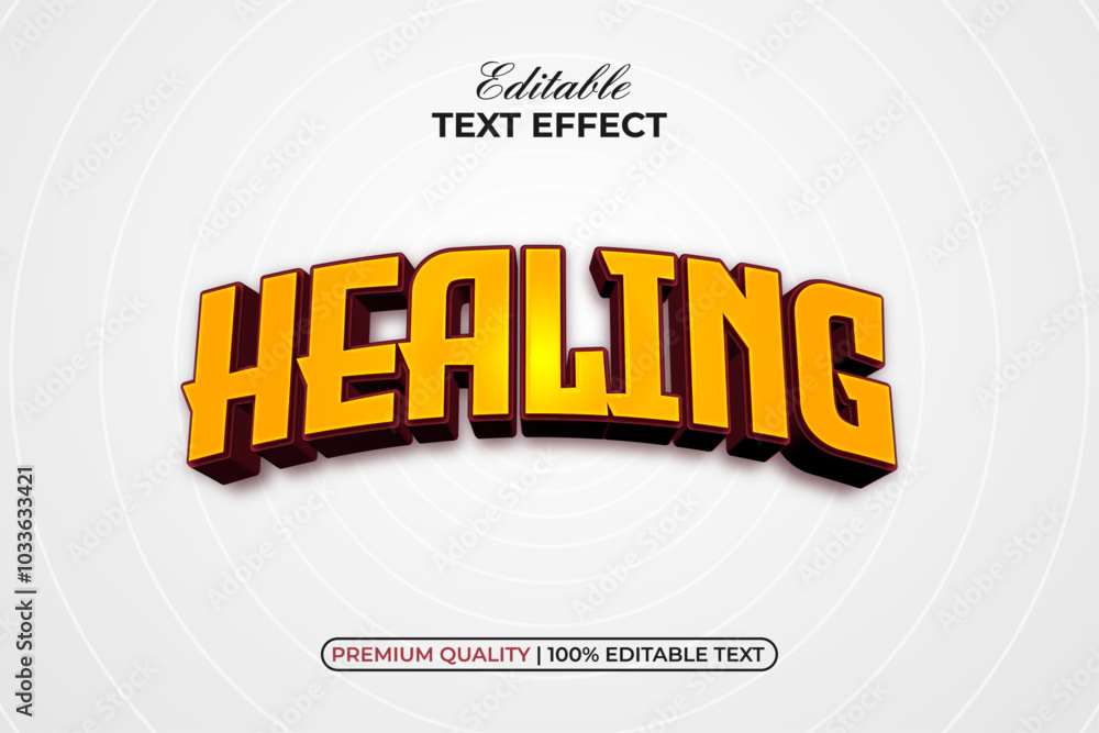 Poster 3d text effect curved yellow style. editable text effect.