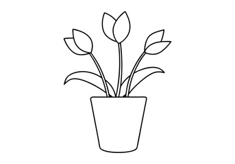 Set of Continuous One Line Drawings of Flowers in Pots – Minimalist Vector Art