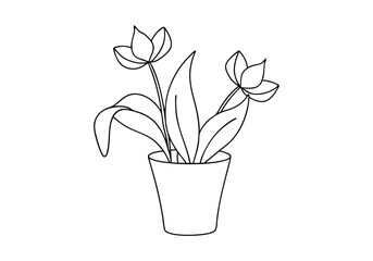 Set of Continuous One Line Drawings of Flowers in Pots – Minimalist Vector Art