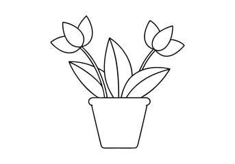 Set of Continuous One Line Drawings of Flowers in Pots – Minimalist Vector Art