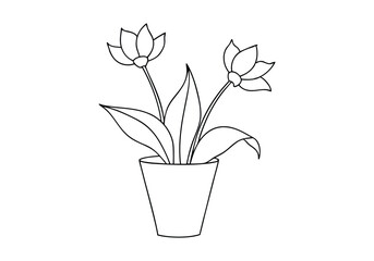 Set of Continuous One Line Drawings of Flowers in Pots – Minimalist Vector Art