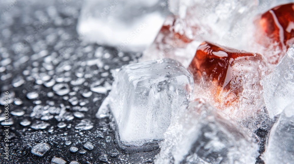 Poster this image captures melting ice cubes, accentuated by a single cube with a distinct color, symbolizi