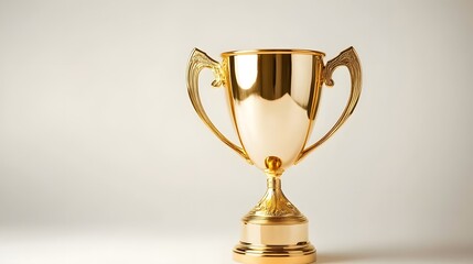 gold trophy cup on white. 