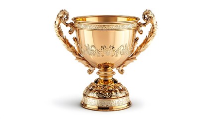 gold trophy cup on white. 