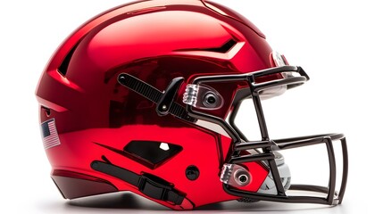 Fototapeta premium red american football helmets isolated on white background.