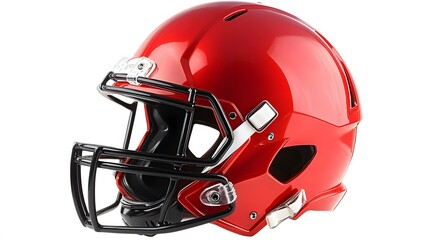 Fototapeta premium red american football helmets isolated on white background.