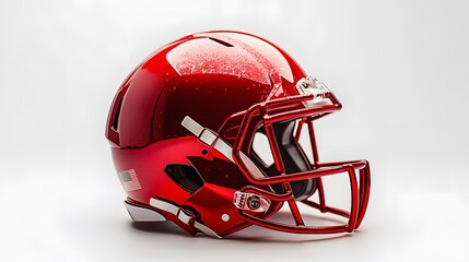 Fototapeta premium red american football helmets isolated on white background.
