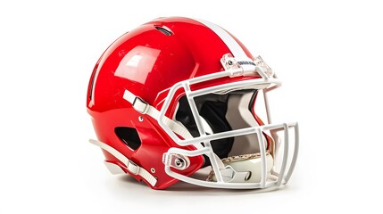 Fototapeta premium red american football helmets isolated on white background.