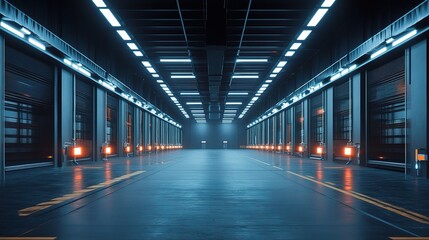 Fototapeta premium Futuristic Industrial Warehouse Interior Design