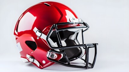 Fototapeta premium red american football helmets isolated on white background.