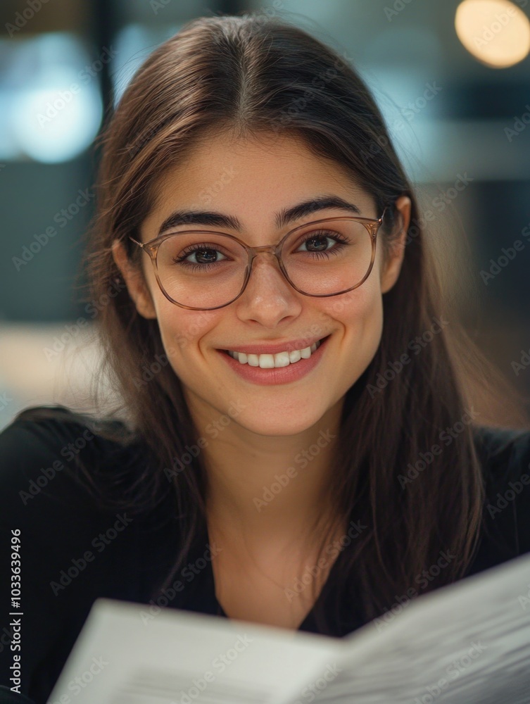 Canvas Prints Smiling Woman Reading a Book