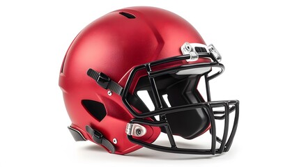 Fototapeta premium red american football helmets isolated on white background.