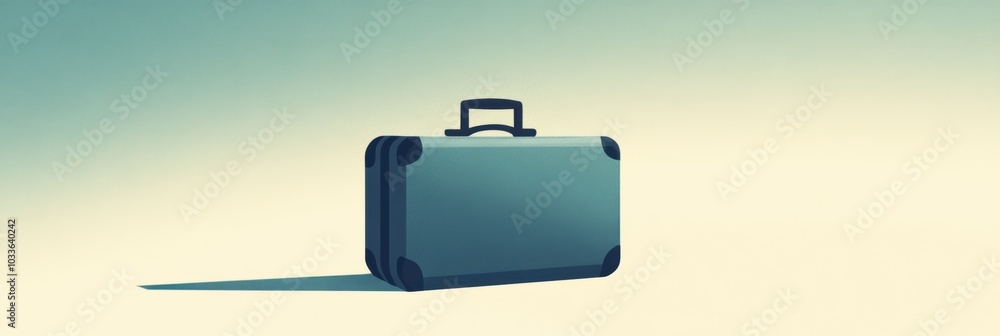 Fototapete a clean-lined suitcase stands prominently on a smooth surface, bathed in soft light, highlighting it
