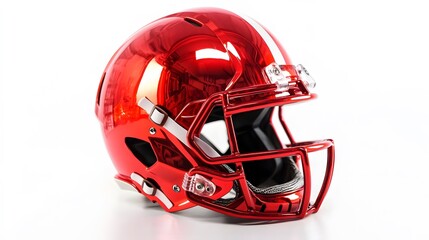 Fototapeta premium red american football helmets isolated on white background.