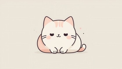 Obraz premium kawaii cat illustration in minimalist style