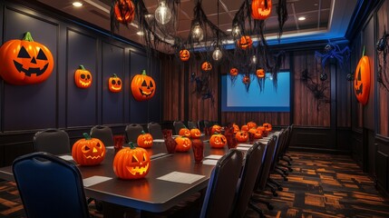 Obraz premium Festive Meeting Room with Halloween Decor